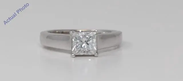 Alt view image 4 of 4 - 18k White Gold Princess Cut Classic engagement solitaire diamond ring (1.1 Ct, H Color, SI Clarity)
