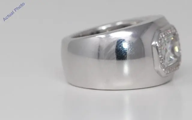 Alt view image 3 of 3 - 18k White Gold Radiant & Round Bezel Setting Unisex modern contemporary anniversary Ring(3.76 ct, H, I1)