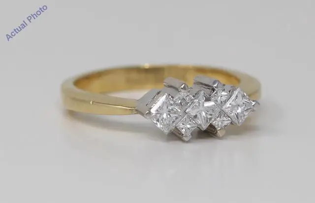 Alt view image 2 of 4 - 18k Two Tone Gold Princess Trilogy engagement ring with four diamond spacers (0.75 Ct, H Color, VS Clarity)