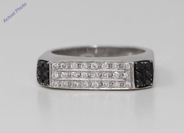 Main image of 18k White Round Modern classic square three row diamond wedding eternity ring(0.53 ct, Black(Irradiated), Si)