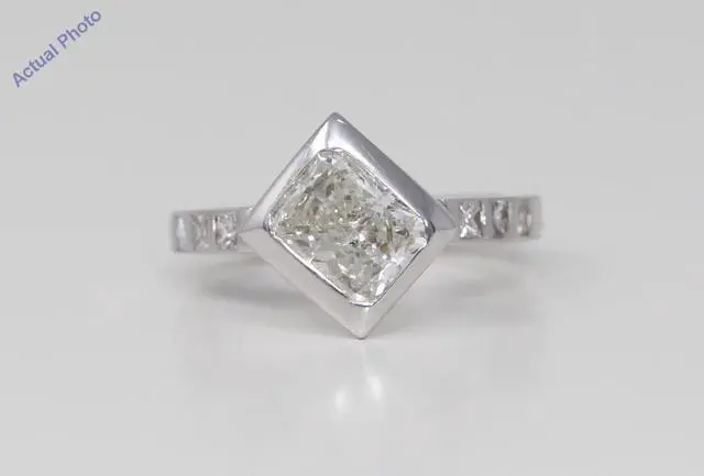 Main image of 18k White Gold Radiant & Princess Bezel Setting Classic dress pavee set shoulders Ring(2.17 ct, J, SI2)