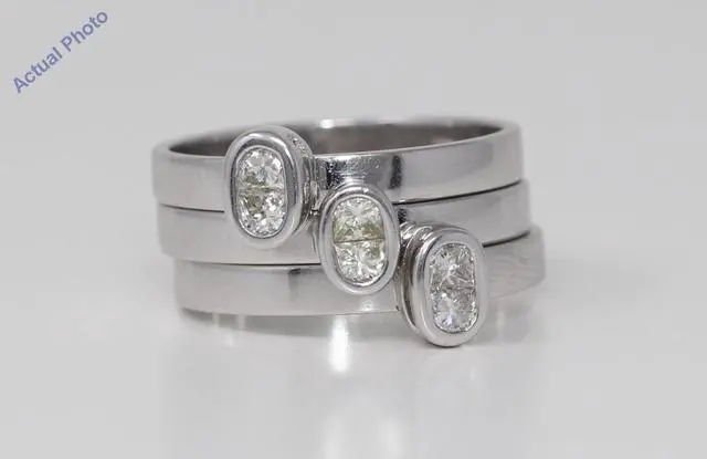 Main image of 18k White Gold Princess Diamond Bezel Setting Triple set modern two stone stylish rings(0.73 ct, J, SI)