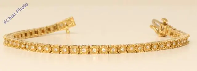 Main image of 18k Yellow Gold Round Cut Floral heart shape modern diamond link tennis bracelet (0.72 Ct, H Color, VS Clarity)
