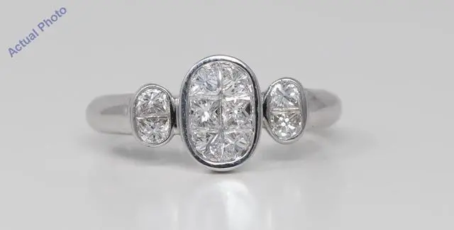 Alt view image 4 of 4 - 18k White Gold Princess Diamond Invisible Setting Oval modern chic stylish engagement ring (1.08 Ct, H , VS )