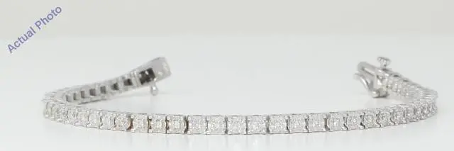 Alt view image 4 of 4 - 18k White Gold Round Cut Floral heartshape modern diamond link tennis bracelet (0.71 Ct, H Color, VS Clarity)