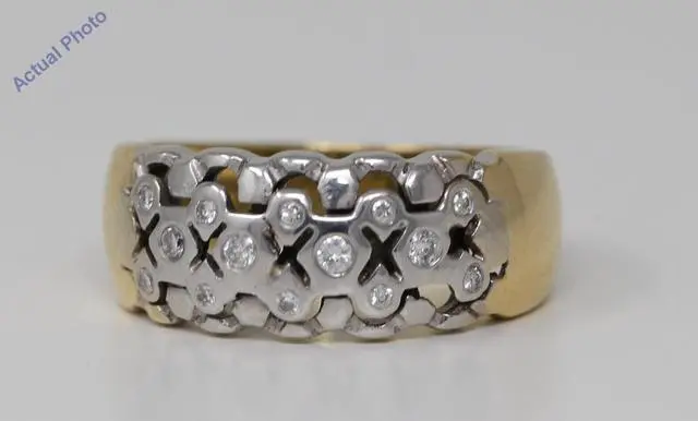 Alt view image 4 of 4 - 18k Two Tone Gold Round Bezel Setting Classic ladies signet diamond wedding band (0.17 Ct, H , VS )