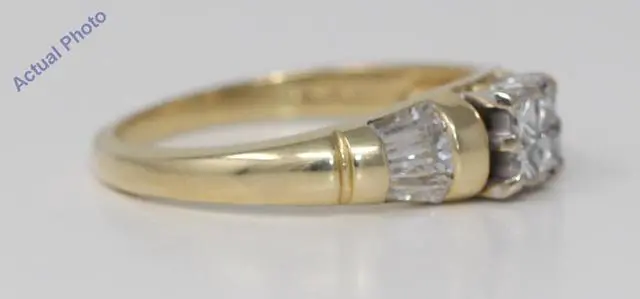 Alt view image 2 of 3 - 14k Yellow Gold Princess Classic four stone diamond engagement ring with set shoulders (0.8 Ct, H , SI )