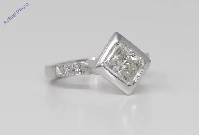 Alt view image 2 of 5 - 18k White Gold Radiant & Princess Bezel Setting Classic dress pavee set shoulders Ring(2.17 ct, J, SI2)