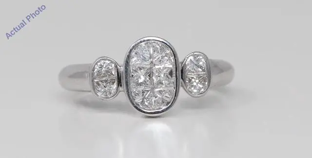 Main image of 18k White Gold Princess Diamond Invisible Setting Oval modern chic stylish engagement ring (1.08 Ct, H , VS )