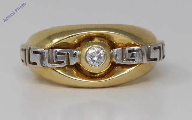 Main image of 18k Two Tone Gold Round Bezel Setting Modern classic fashion motif diamond engagement ring (0.11 Ct, H, SI )