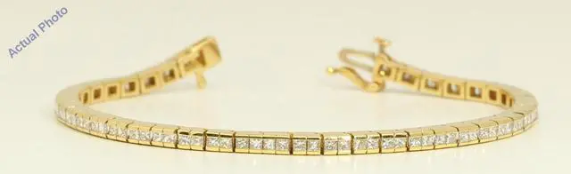 Main image of 18k Yellow Gold Princess Contemporary chic dress classic diamond tennis bracelet (3.5 Ct, H , SI )