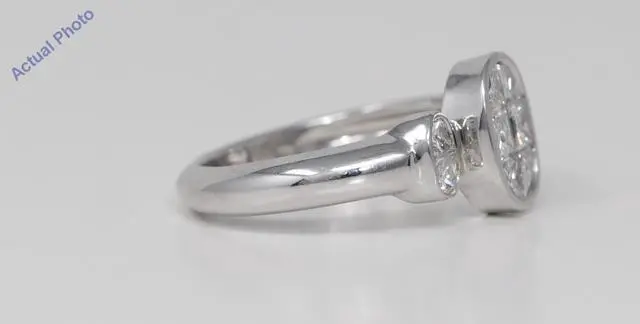 Alt view image 3 of 4 - 18k White Gold Princess Diamond Invisible Setting Oval modern chic stylish engagement ring (1.08 Ct, H , VS )