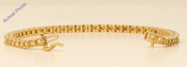 Alt view image 3 of 4 - 18k Yellow Gold Round Cut Floral heart shape modern diamond link tennis bracelet (0.72 Ct, H Color, VS Clarity)