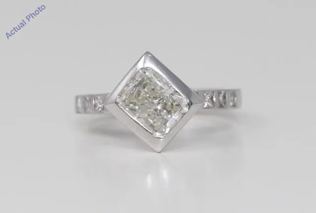 Alt view image 5 of 5 - 18k White Gold Radiant & Princess Bezel Setting Classic dress pavee set shoulders Ring(2.17 ct, J, SI2)