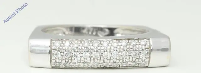 Alt view image 4 of 4 - 14k White Gold Round Modern contemporary square shaped domed eternity diamond wedding band (0.25 Ct, H , SI )