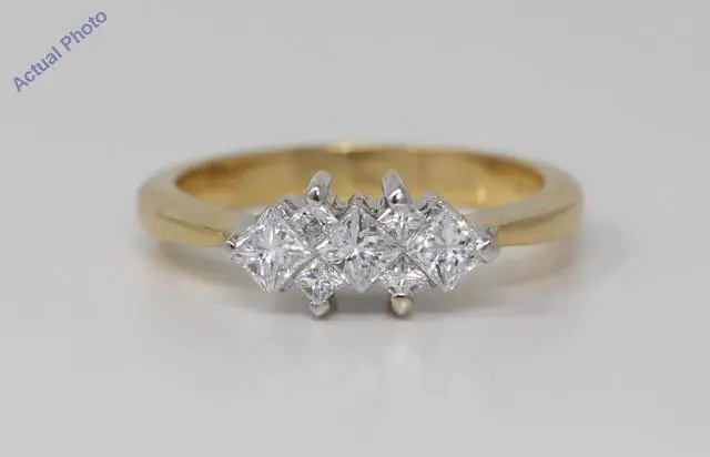 Alt view image 4 of 4 - 18k Two Tone Gold Princess Trilogy engagement ring with four diamond spacers (0.75 Ct, H Color, VS Clarity)