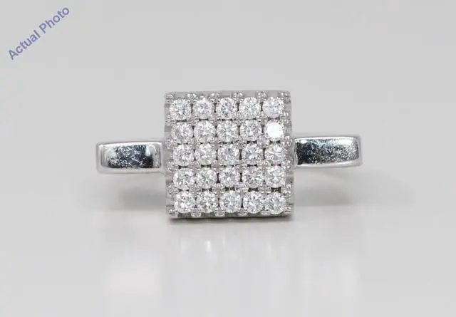 Main image of 18k White Gold Round Cut Modern classic square dress wedding diamond ring (0.67 Ct, H Color, VS Clarity)