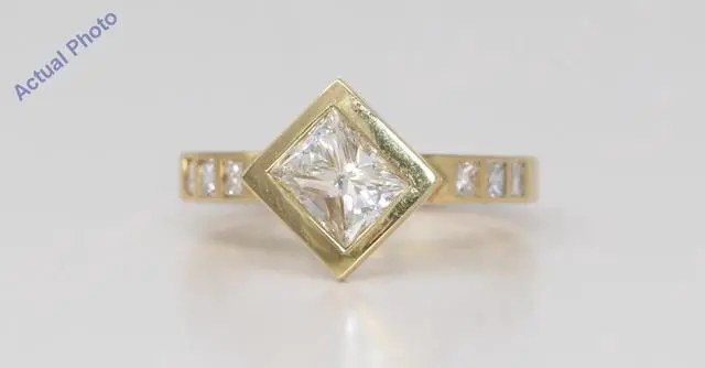 Main image of 18k Yellow Gold Princess Bezel Setting Contemporary square diamond engagement ring (1.3 Ct, J , VS1 )