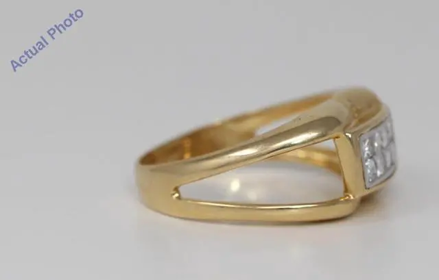 Alt view image 3 of 4 - 18k Yellow Gold Princess Classic modern four stone double row diamond wedding ring(0.75 ct, H, SI)