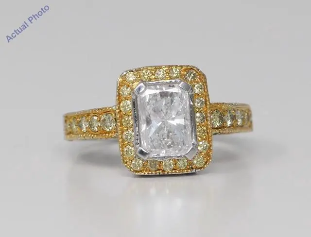 Main image of 18k Two Tone Gold Round Classic Italian Cellini style engagement diamond ring (2.55 ct White Yellow , SI1 )