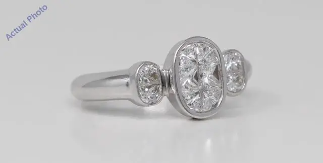 Alt view image 2 of 4 - 18k White Gold Princess Diamond Invisible Setting Oval modern chic stylish engagement ring (1.08 Ct, H , VS )