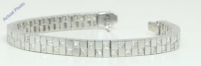 Alt view image 3 of 3 - 18k White Gold Princess Contemporary Art D?cor Style diamond tennis bracelet (8.3 Ct, H Color, VS Clarity)