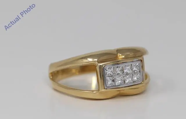 Alt view image 2 of 4 - 18k Yellow Gold Princess Classic modern four stone double row diamond wedding ring(0.75 ct, H, SI)