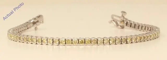 Main image of 18k White Gold Round Bezel Chic sporty modern classic cup diamond tennis bracelet(3.02 ct, Yellow, VS)
