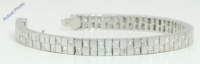 Alt view image 2 of 3 - 18k White Gold Princess Contemporary Art D?cor Style diamond tennis bracelet (8.3 Ct, H Color, VS Clarity)