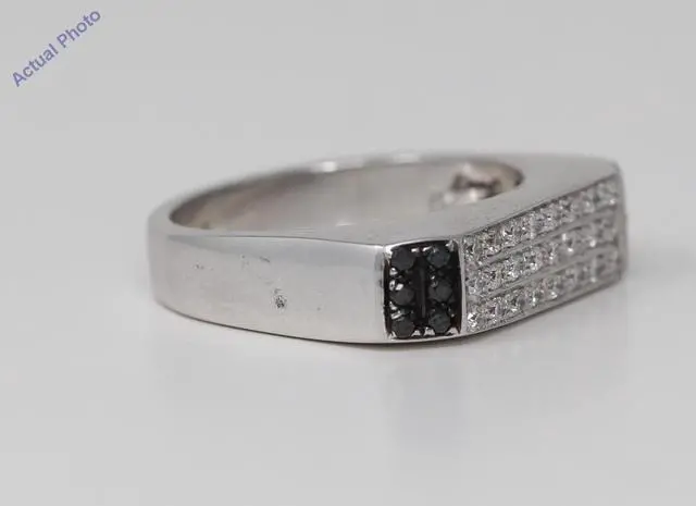 Alt view image 3 of 4 - 18k White Round Modern classic square three row diamond wedding eternity ring(0.53 ct, Black(Irradiated), Si)