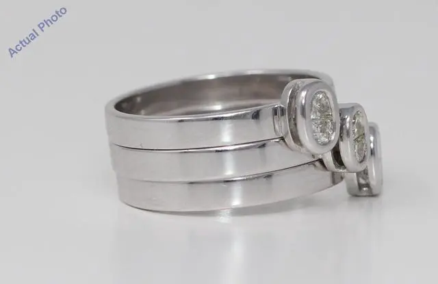 Alt view image 3 of 4 - 18k White Gold Princess Diamond Bezel Setting Triple set modern two stone stylish rings(0.73 ct, J, SI)