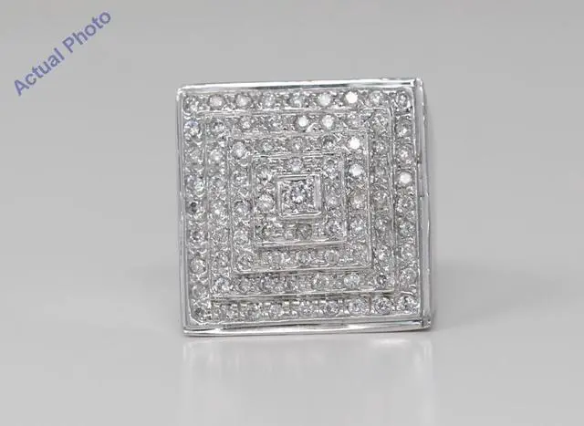 Main image of 14k White Gold Round Modern classic square layered dress wedding diamond ring (1.27 Ct, H Color, SI Clarity)