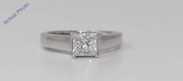 Main image of 18k White Gold Princess Cut Classic engagement solitaire diamond ring (1.1 Ct, H Color, SI Clarity)