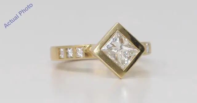 Alt view image 2 of 3 - 18k Yellow Gold Princess Bezel Setting Contemporary square diamond engagement ring (1.3 Ct, J , VS1 )