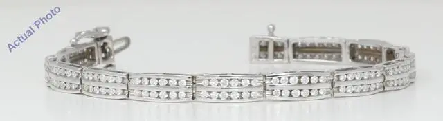 Alt view image 2 of 2 - 18k White Gold Round Cut Art Decor style two row diamond link bracelet (2.52 Ct, H Color, SI Clarity)