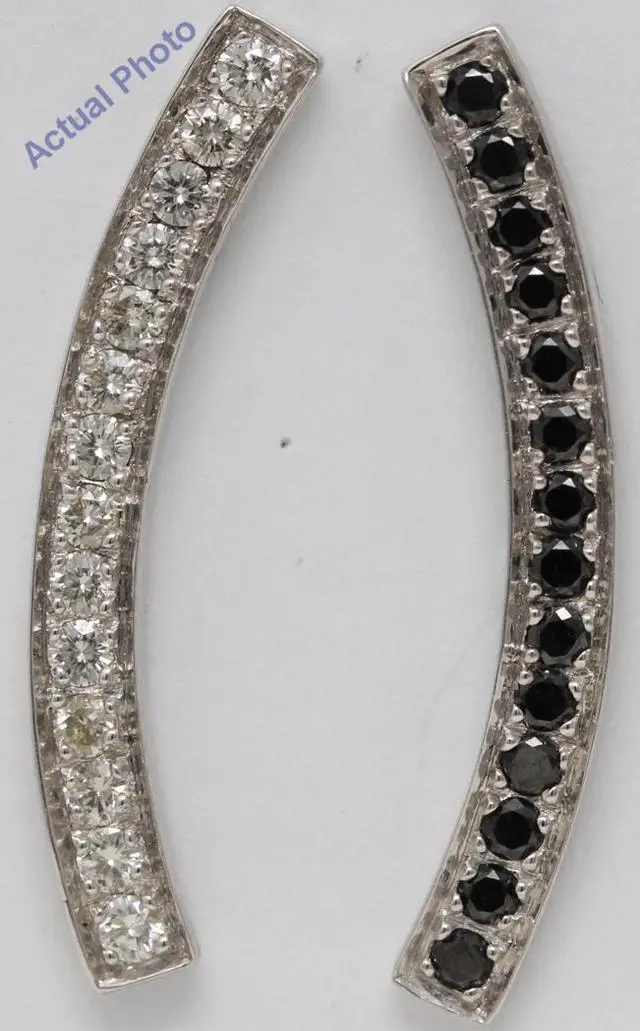 Main image of 18k Gold Round Elegant black and white semi-circular modern diamond earrings (0.9 Ct, Black , Si )