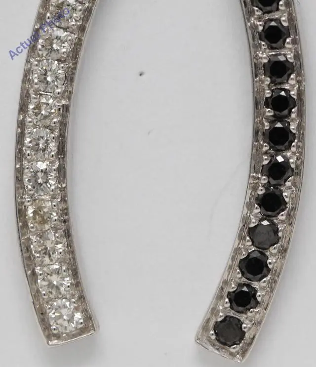 Alt view image 2 of 4 - 18k Gold Round Elegant black and white semi-circular modern diamond earrings (0.9 Ct, Black , Si )