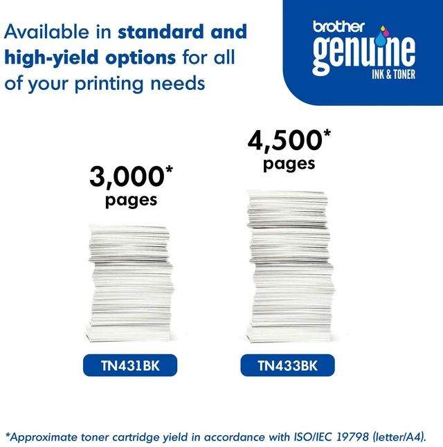Alt view image 6 of 7 - Printer TN431BK Standard Yield Toner-Retail Packaging, Black Office document printing with 3000 page yield and smudge-proof black toner