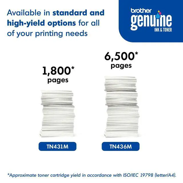 Alt view image 5 of 6 - Genuine Super High Yield Toner Cartridge, TN436M, Replacement Magenta Toner, Yield up to 6,500 Pages, Amazon Dash Replenishment Cartridge | Genuine TN436M Magenta Toner, Approx. 6
