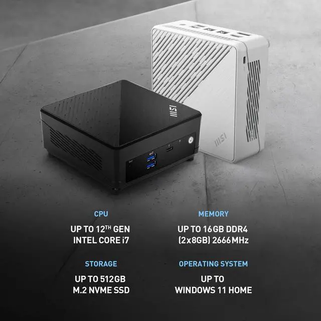 Alt view image 9 of 13 - MSI Cubi 5 12M-086BUS Intel Core i3-1215U WIFI 6E Dual LAN,4xUSB 3.2 Barebone Systems - Mini-PC,Single Unit - Memory and Storage Sold Separately