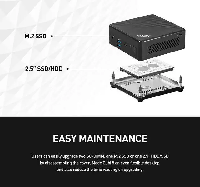 Alt view image 11 of 13 - MSI Cubi 5 12M-086BUS Intel Core i3-1215U WIFI 6E Dual LAN,4xUSB 3.2 Barebone Systems - Mini-PC,Single Unit - Memory and Storage Sold Separately