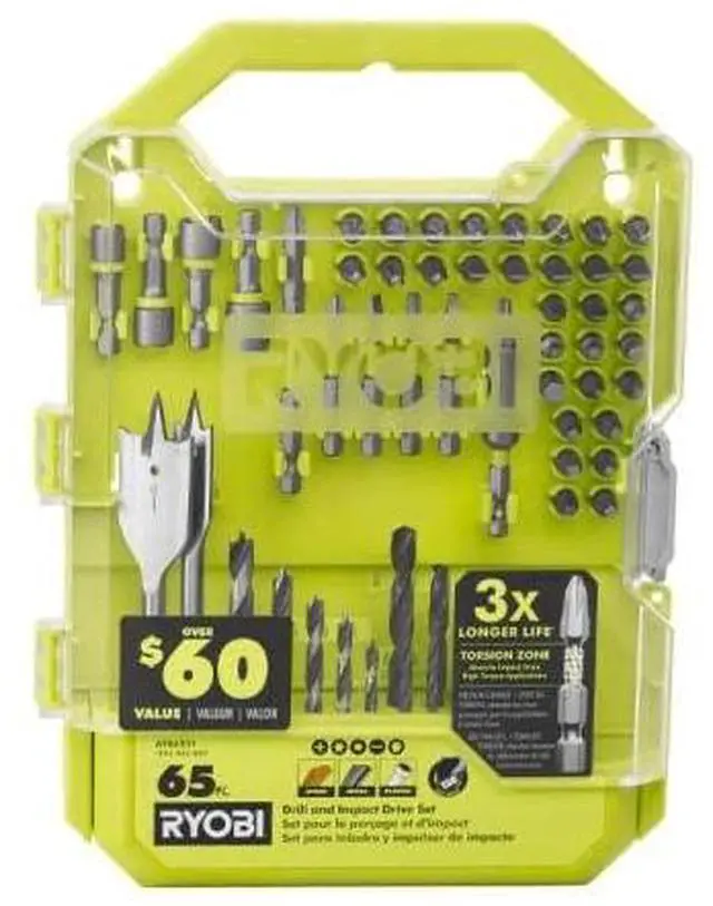 Alt view image 2 of 7 - RYOBI Screwdriver Drill and Impact Drive Bit set (65-Piece) Drive Bits A986501