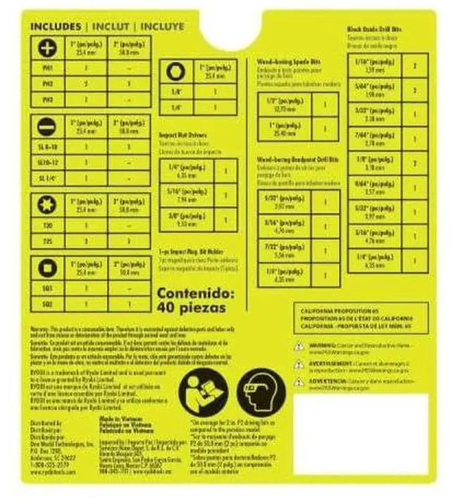 Alt view image 4 of 7 - RYOBI Screwdriver Drill and Impact Drive Bit set (65-Piece) Drive Bits A986501