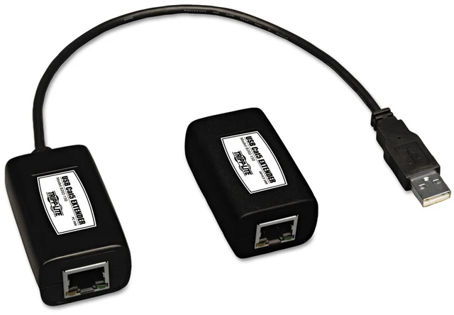 Main image of TRIPP LITE 1-Port USB Over Cat5 / Cat6 Ethernet Cable Extender, Transmitter and Receiver, Extend up to 150-Feet / 45.72 Meters, 1-Year Warranty (B202-150) - Cable Length: Standard