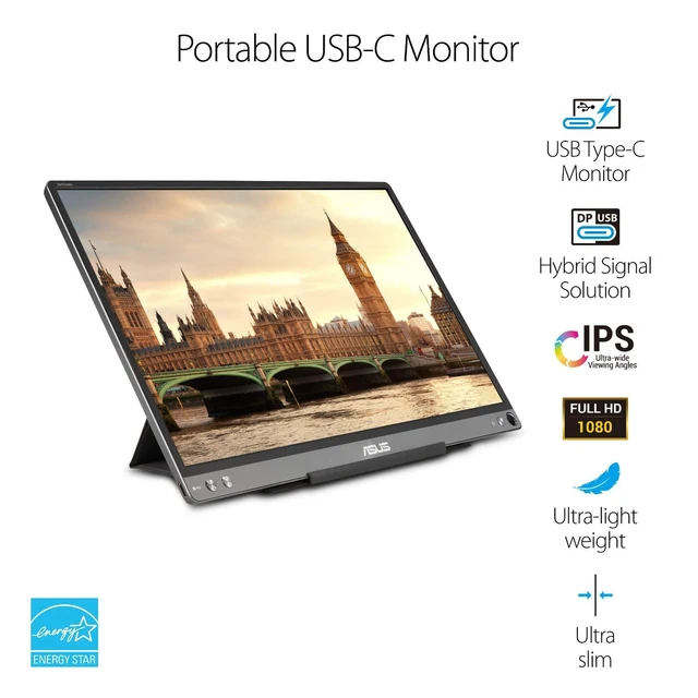 Alt view image 2 of 6 - ZenScreen 15.6 1080P Portable USB Monitor (MB16ACE) - Full HD (1920 x 1080), IPS, USB Type-C, Eye Care, Anti-Glare Surface, Lite Smart Case, External Screen for Laptop