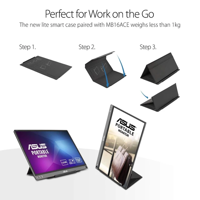 Alt view image 3 of 6 - ZenScreen 15.6 1080P Portable USB Monitor (MB16ACE) - Full HD (1920 x 1080), IPS, USB Type-C, Eye Care, Anti-Glare Surface, Lite Smart Case, External Screen for Laptop