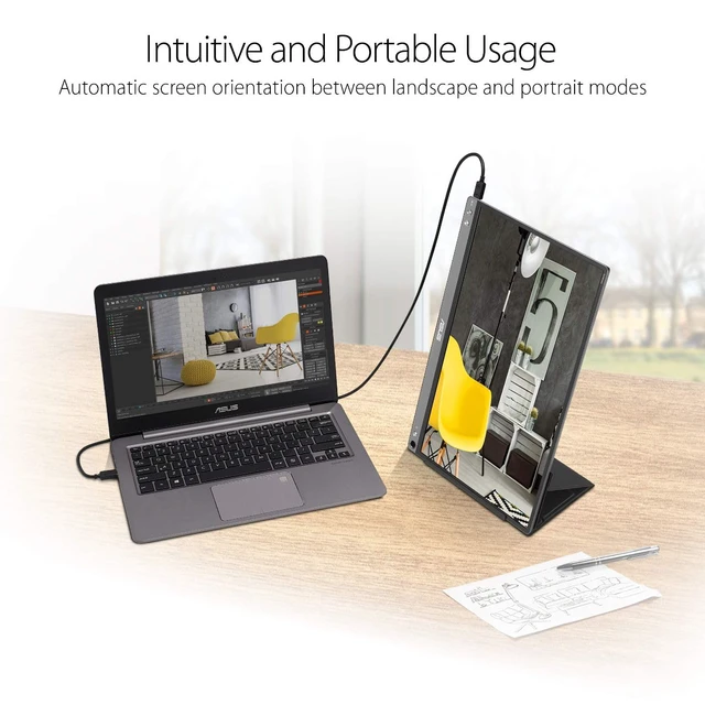 Alt view image 4 of 6 - ZenScreen 15.6 1080P Portable USB Monitor (MB16ACE) - Full HD (1920 x 1080), IPS, USB Type-C, Eye Care, Anti-Glare Surface, Lite Smart Case, External Screen for Laptop