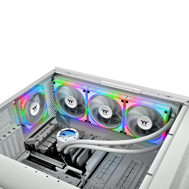 Alt view image 6 of 6 - Thermaltake Toughfan EX 140 ARGB Sync; 140mm; 500~2000 RPM; MagForce 2.0; 3.04mm-H2O Static Pressure; Airflow 94.43 CFM; Hydraulic Bearing; 5V 3-Pin Motherboard Sync; 3-Pack; White; CL-F213-PL14SW-A