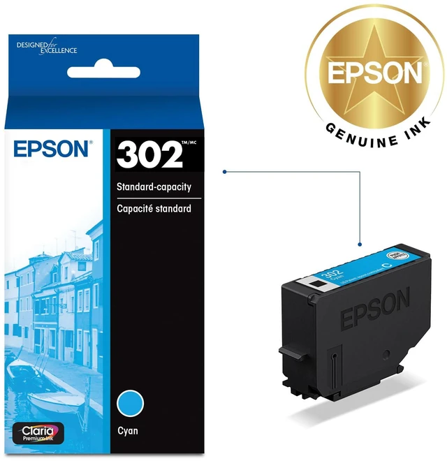 Alt view image 2 of 6 - 302 Claria Premium Ink Standard Capacity Cyan Cartridge (T302220-S) Works with Expression XP-6000, 6100