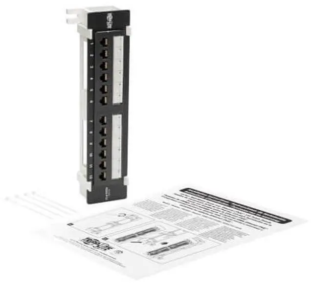 Alt view image 5 of 6 - Tripp Lite Cat6 Wall-Mount PoE+ Compliant Patch Panel 12-Port 110/Krone 568A/B RJ45 Ethernet TAA (N250-P12)